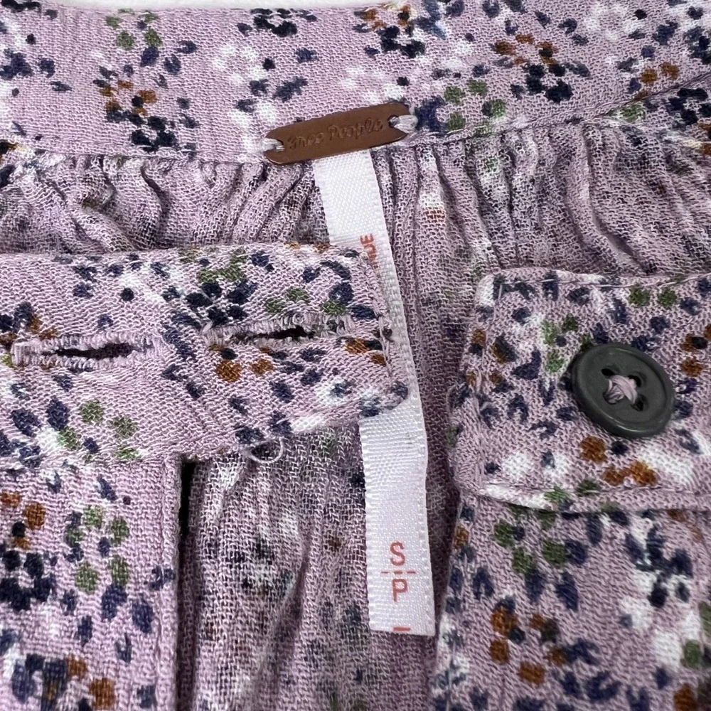 Free People Purple Floral Top Lavender Small Cottagecore‎ Fairycore Boho Peasant
